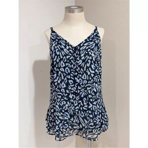 Cabi purr blue animal print blouse